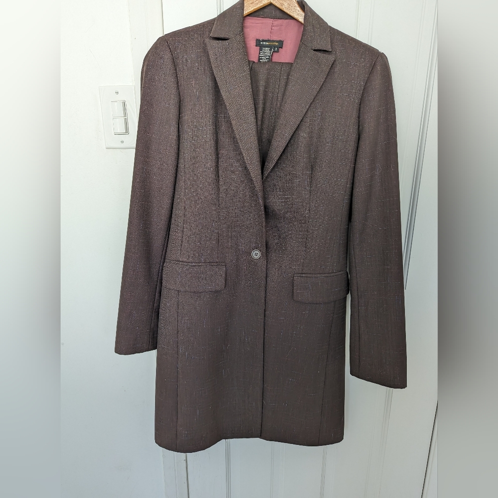 2-piece wool blend long coat pants suit